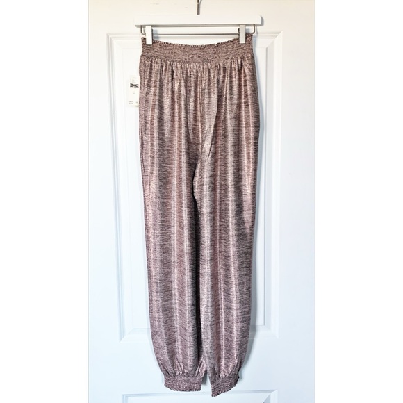 Nwt Anthropologie Metallic Shimmer Pink Holiday Joggers Festive Holiday XS - Picture 3 of 6